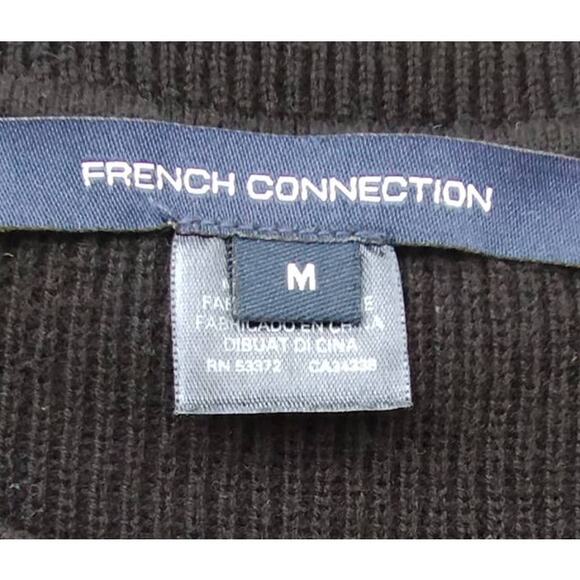 FRENCH CONNECTION London Vegan leather Knit Top Short Sleeves Sweater Black M - Picture 4 of 10